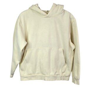 Lululemon Mens Steady State Pullover Hoodie, Cream, Cotton, Size Small